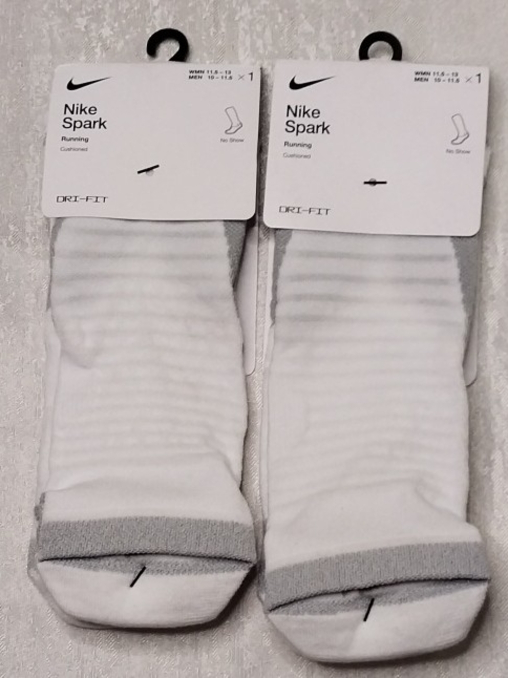 Nike White & Gray No-Show Athletic Socks (2-Pack)
